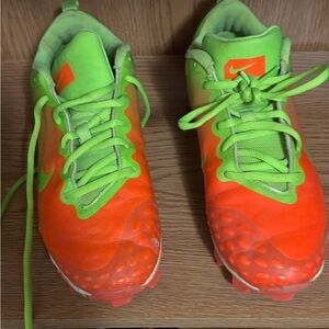 Nike Kids' Green and Orange Softball/Soccer Shoes